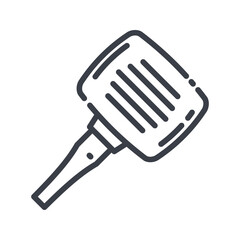 Vector grill pan line icon isolated on transparent background.