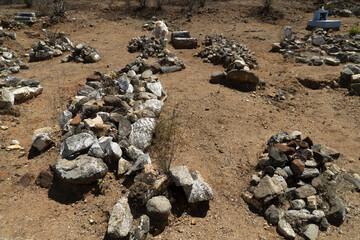 old mexican graveyard in el triunfo mining village baja california sur