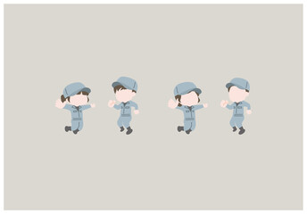 シンプルな作業員セット（ジャンプ）