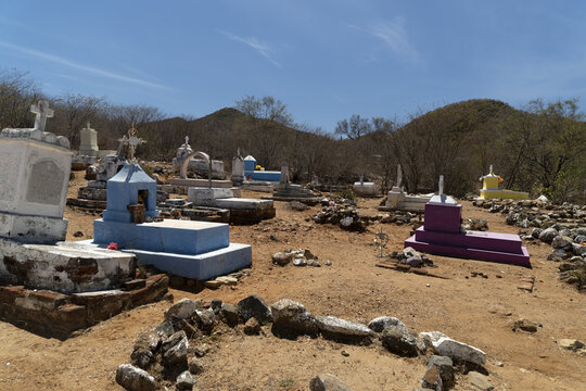 old mexican graveyard in el triunfo mining village baja california sur