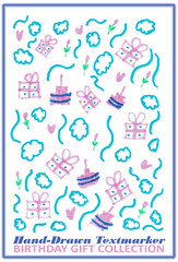 Plakat Geburtstagsgeschenk Kollektion Textmarker Grafikelemente