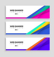 Collection of promotional web banner design template. Vector and creative geometric, abstract, modern web banner background.