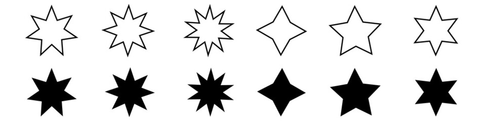 Star minimal vector icons isolated on white background. Rating symbol in trendy flat style for web design, social media, infographic or app.