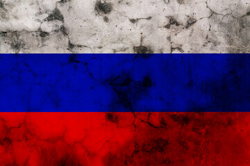 Fototapeta premium Russian flag on a dark concrete surface