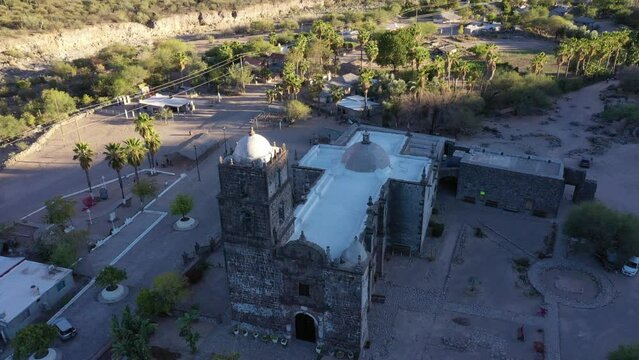 san francisco javier vigge biaundo mission loreto built in in 1744 on indian site drone aerial view