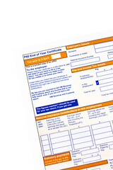 Fototapeta premium P60 End of year Certificate issued by HMRC in the United Kingdom. Blank tax form