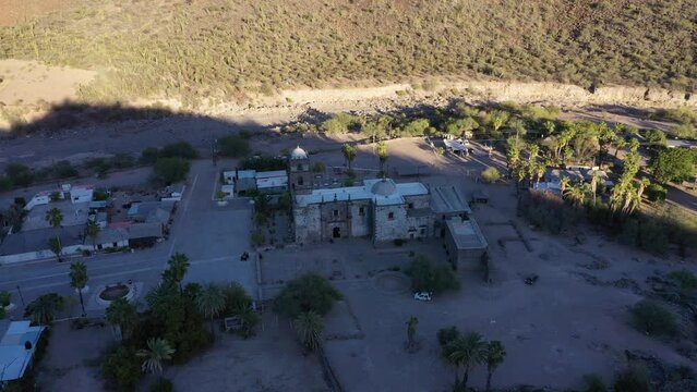 san francisco javier vigge biaundo mission loreto built in in 1744 on indian site drone aerial view