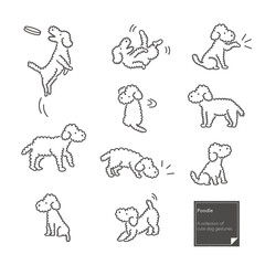 プードルの手書き風イラストセット