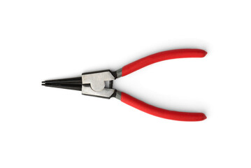 Quick-release pliers, gasoline clamp repair tool isolated on white background.