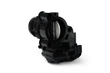 Throttle valve with electronic control air supply to the engine on a white background.