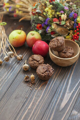 confectionery cupcake or muffin , traditional ukrainian pastry. rustic style. selective focus.
