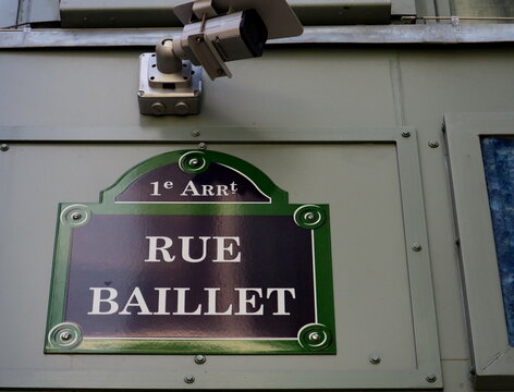 Rue Baillet. Plaque de nom de rue. Paris.