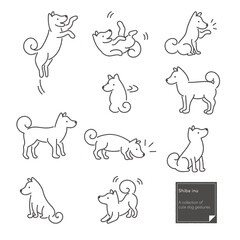 しば犬の手書き風イラストセット
