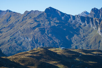The Swiss alps of the canton of graubünden seen during a summer day, near the Spluga pass, on the border between Italy and Switzerland - September 2021.