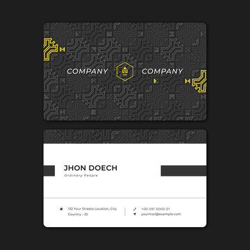 Elegant minimal black and yellow business card template