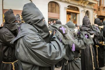 Holy Week in Zamora, Spain, procession of Jesus Nazarene section of Ladies of the Virgin of...