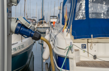 Electrical charging point of a boat