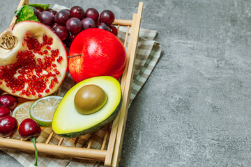 Various fruits in a basket