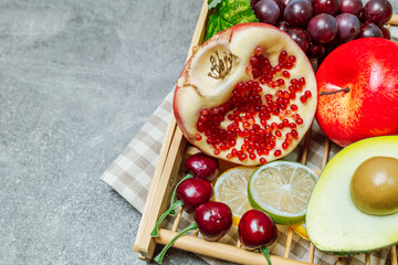 Various fruits in a basket