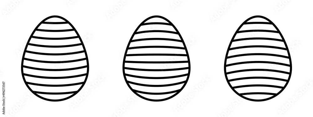 Wall mural easter egg illustration set with different line patterns. vector easter egg illustrations isolated