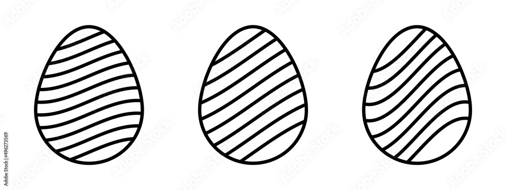 Wall mural easter egg illustration set. vector outline easter eggs with different line pattern designs. easter 