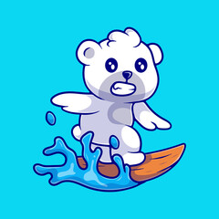 Obraz na płótnie Canvas cute surfing bear illustration suitable for mascot sticker and t-shirt design