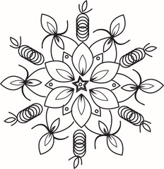 Beautiful black and white hand-drawn Mandala art
