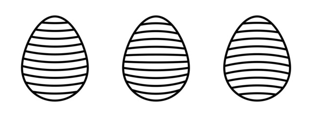 Easter Egg Illustration Set with Different Line Patterns. Vector Easter Egg Illustrations Isolated