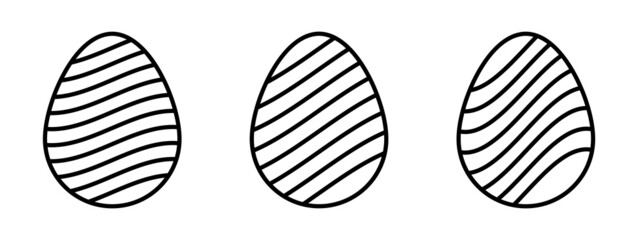 Easter Egg Illustration Set. Vector Outline Easter Eggs with Different Line Pattern Designs. Easter Egg Icons Isolated