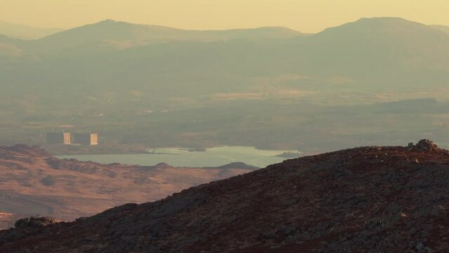 Welsh landscape view with Trawsfynydd nuclear power station