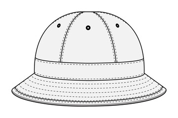 Bucket hat (metro hat ) template vector illustration | White