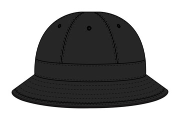 Fototapeta premium Bucket hat (metro hat ) template vector illustration | Black