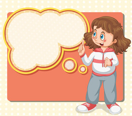 A girl thinking with empty callout