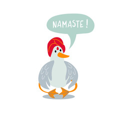 Cute seagull with a red turban. Bubble inscription - 