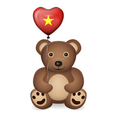 Bear with Vietnam flag heart balloon