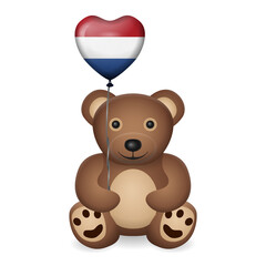 Bear with Netherlands flag heart balloon