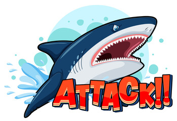 A Marine logo with big blue shark and Attack text