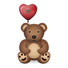 Fototapeta premium Bear with Morocco flag heart balloon