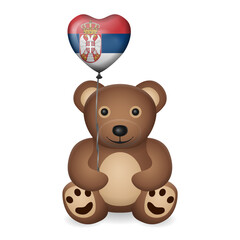 Bear with Serbia flag heart balloon