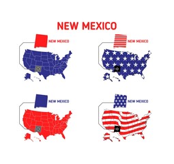 New mexico map with usa flag design illustration