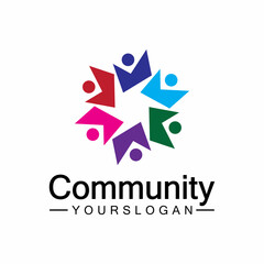Fototapeta premium Community Logo Design Template for Teams or Groups.network and social icon design