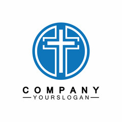 Fototapeta premium Church logo.Illustration of modern, clean church cross sign for a modern church sign.Icon of christian cross. Sign of catholic, religious and orthodox faith.