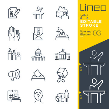 Lineo Editable Stroke - Vote and Election line icons
