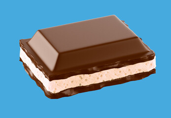 chocolate with milk filling isolated on background. 3d illustration