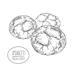 Hand drawn vector italian amaretti illustration set