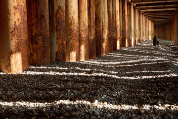 Atmosphere at the sea pier. Designs pier. Adler pier. Sochi, Russia. 