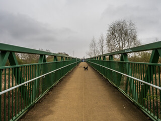 Steel footbridge over the canal