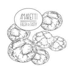 Hand drawn vector italian amaretti illustration set