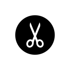Scissors icon in black round