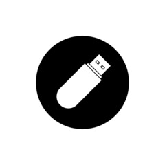 usb flash drive icon in black round